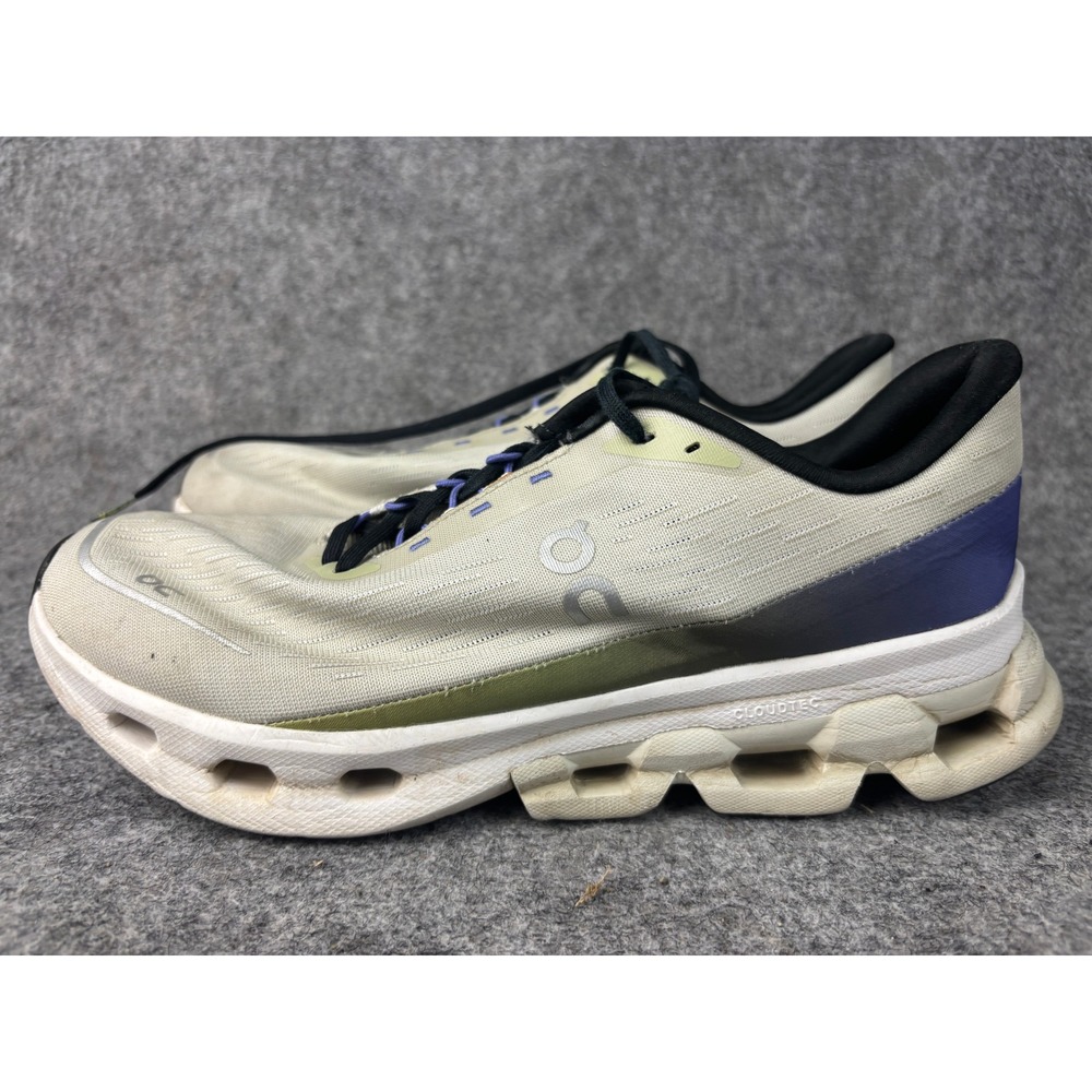 On Cloudmonster Running Shoes Mens 9 Cream Olive Purple CloudTec 3ME10392132